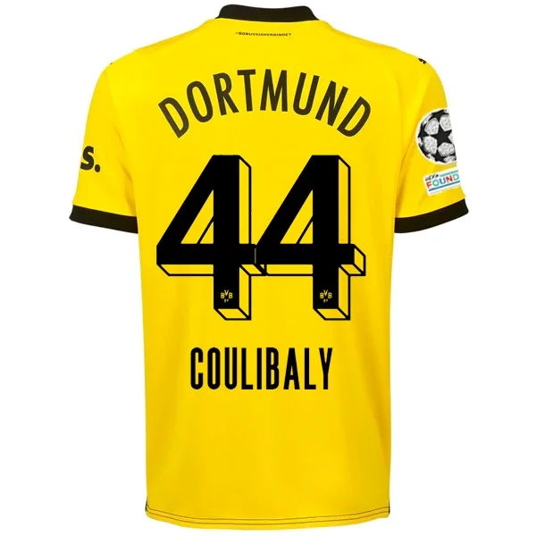 Puma Borussia Dortmund Soumaïla Coulibaly Home Jersey w/ Champions League Patches 23/24 (Cyber Yellow/Puma Black) Traditional Men's Wool