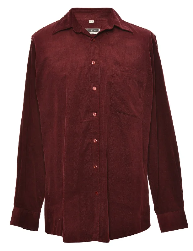 Maroon Corduroy Shirt - S Earthy Men's Hemp