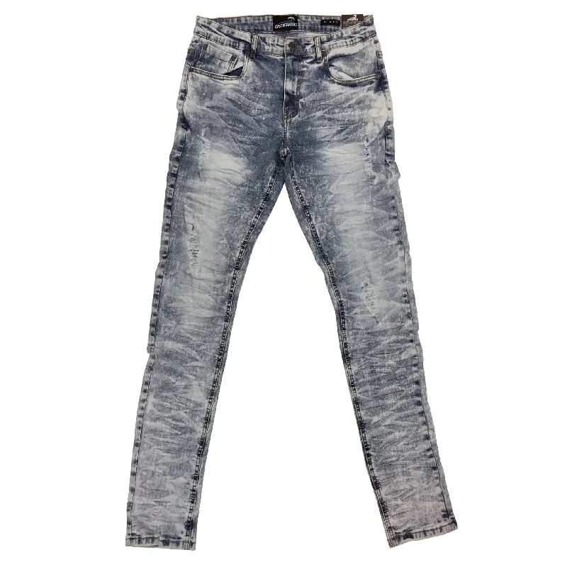 Upstreamers Wrinkle Ripped Jean (Bleach Blue) Youthful Men's Pop