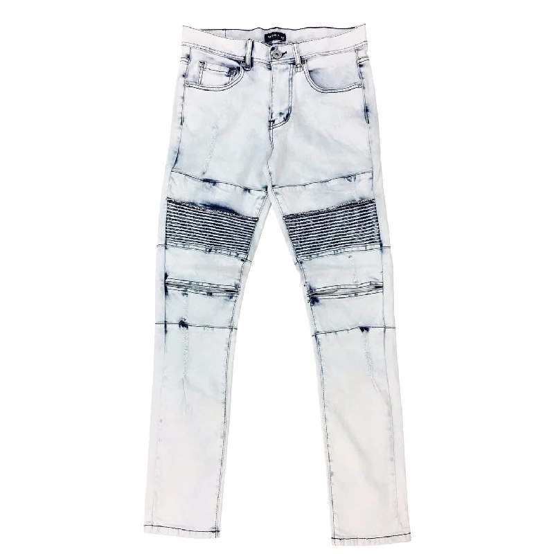 KDNK Ice Blue Biker Denim Jean Minimalist Men's Casual 