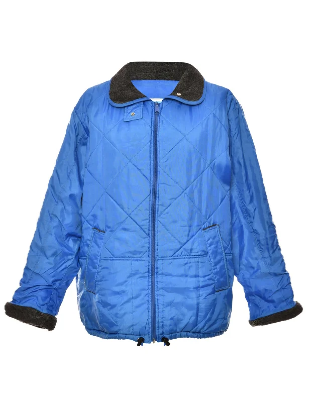 Zip Front Blue Quilted Ski Jacket - L Organic