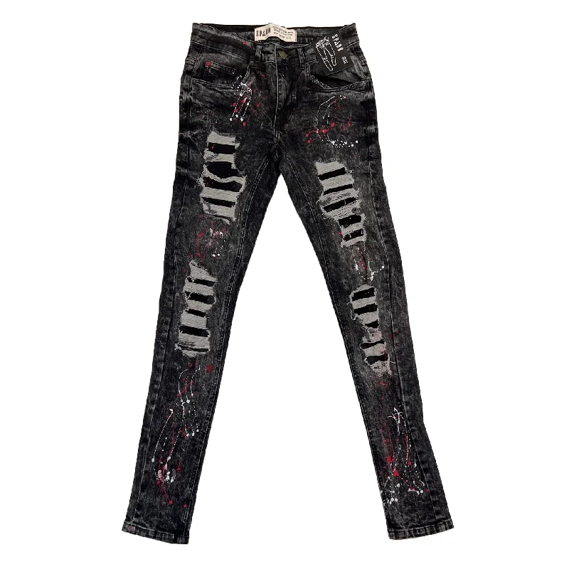 Spark Paint Ripped Jean (Black) Trendy Men's Scandinavian