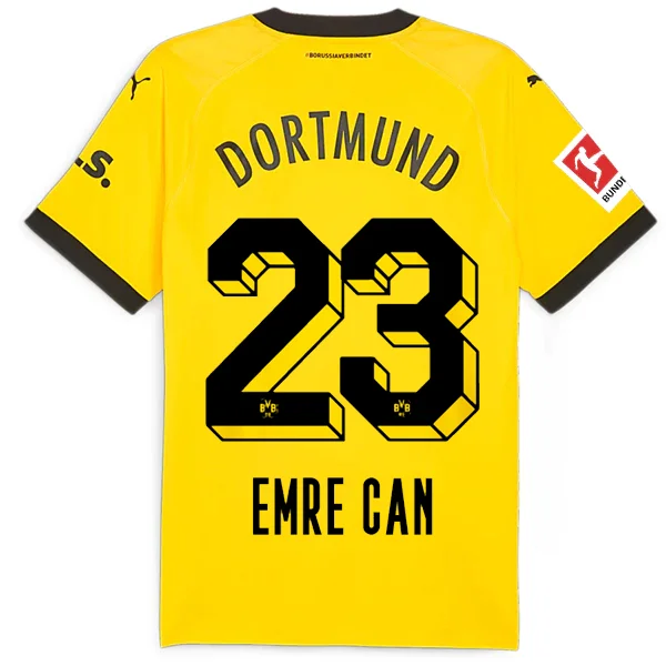 Puma Borussia Dortmund Authentic Gittens Home Jersey w/ Bundesliga Patch 23/24 (Cyber Yellow/Puma Black) Casual Men's Loose