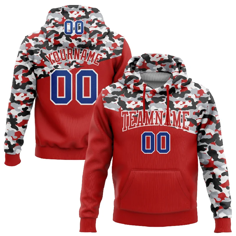 Custom Stitched Camo Royal Red Black-Gray 3D Sports Pullover Sweatshirt Salute To Service Hoodie Elegant Men's Cashmere