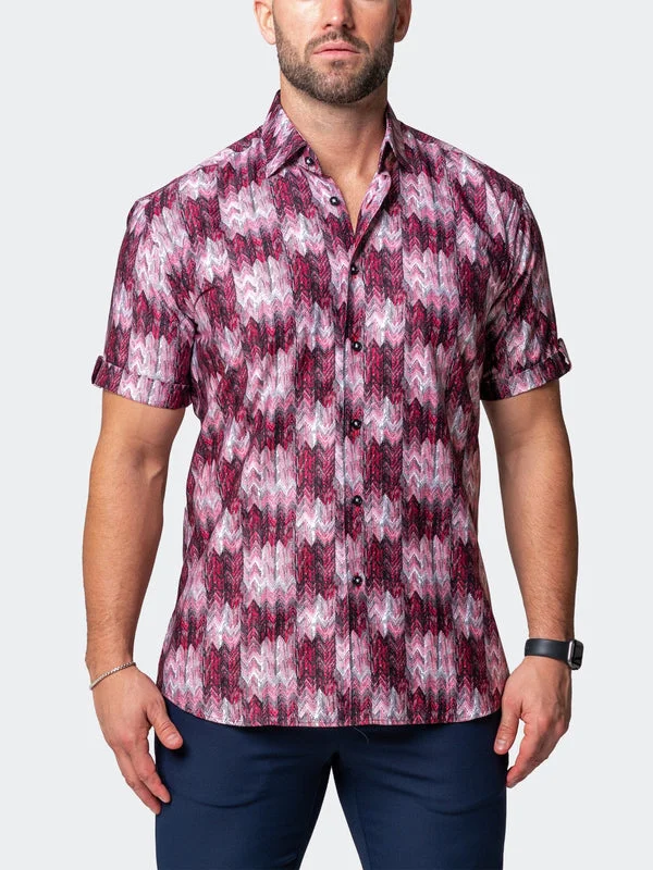 Maceoo Stretch Short-Sleeve Shirt | Galileo Puddle Red Edgy Men's Punk