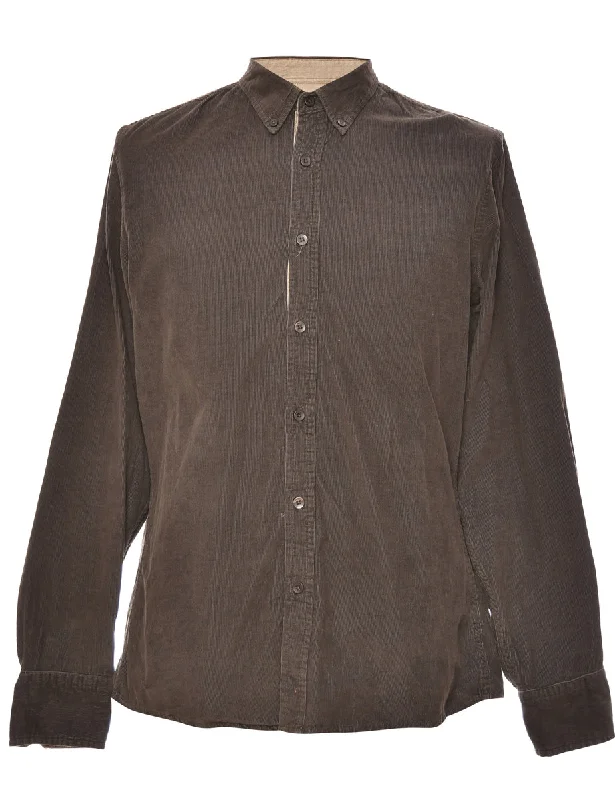 Corduroy Dark Brown Shirt - M Traditional Men's Wool