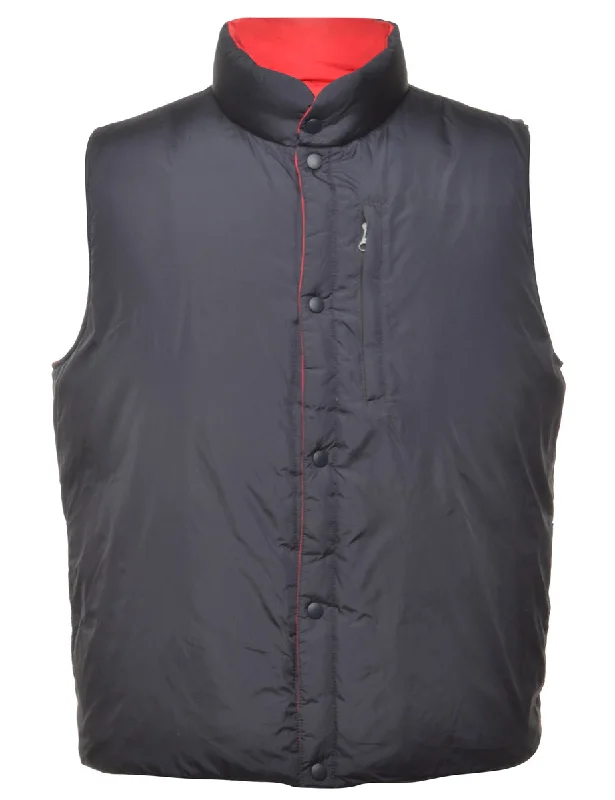 Navy Classic Puffer Vest - L Sleek Men's Contemporary 