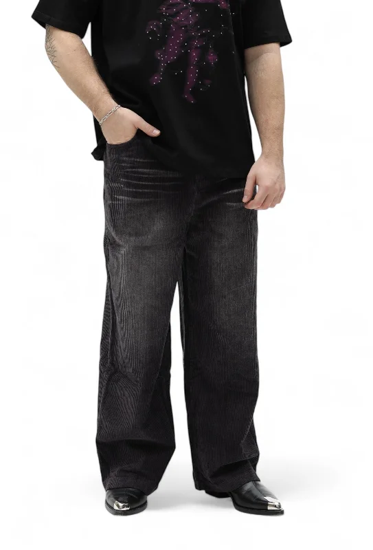 Baggy Black Corduroy Pants Hip Men's Retro