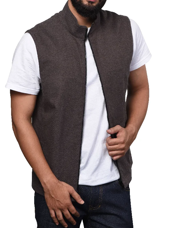 Vest in Mohagany Brown Cotton Flannel Dynamic Men's Glow