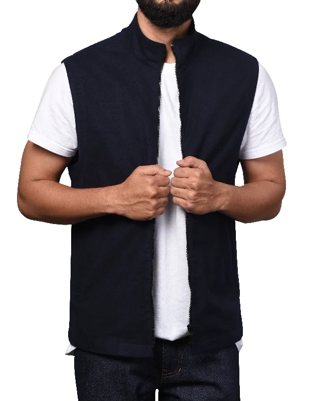 Vest in Navy Light Moleskin Artistic Men's Avant