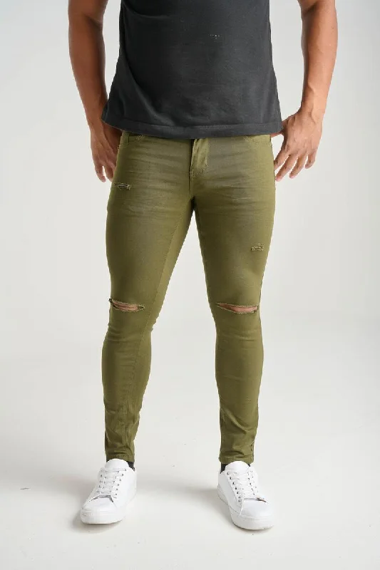 Spark Ripped Twill Jean (Olive) Practical Men's Quick