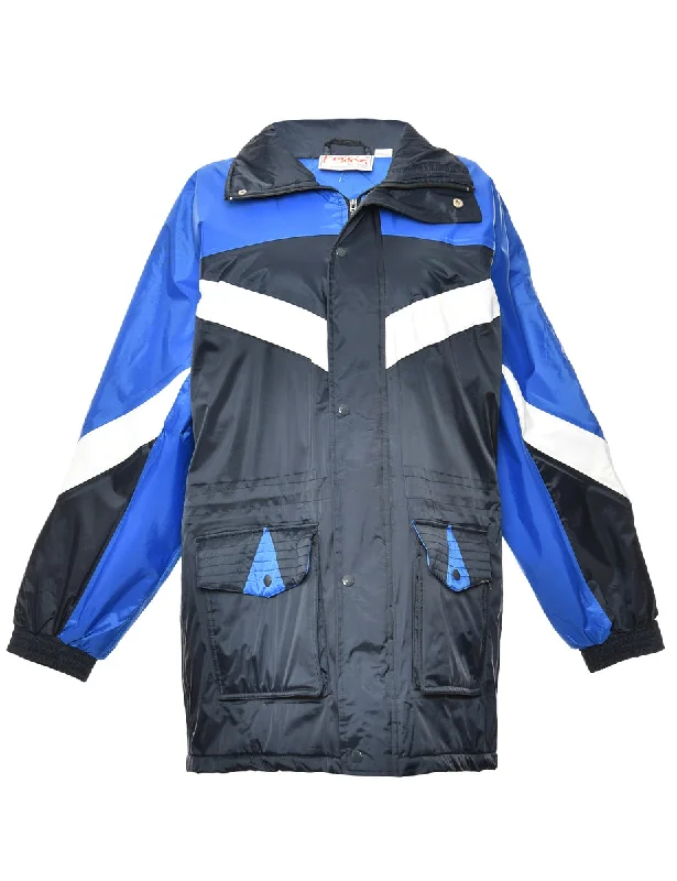 Blue, Black & White Contrasting Mountaineering Jacket - S Stylish Men's Tropical 