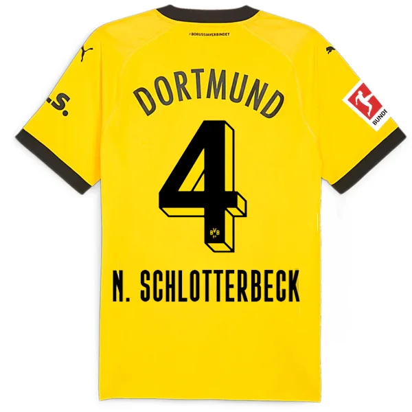 Puma Borussia Dortmund Authentic Schlotterson Home Jersey w/ Bundesliga Patch 23/24 (Cyber Yellow/Puma Black) Casual Men's Short