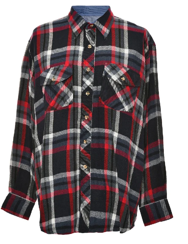 Long Sleeved Black Checked Shirt - XL Practical Men's Multi