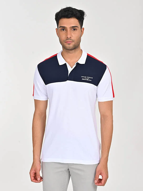 Men Color Block Polo T-Shirt Elegant Men's Cashmere