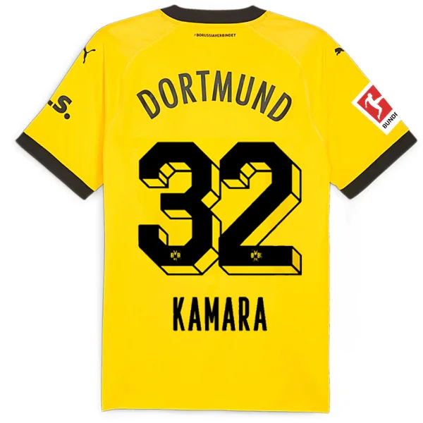 Puma Borussia Dortmund Authentic Kamara Home Jersey w/ Bundesliga Patch 23/24 (Cyber Yellow/Puma Black) Artistic Men's Avant