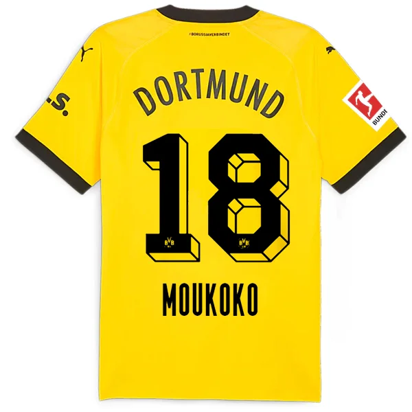 Puma Borussia Dortmund Authentic Muokoko Home Jersey w/ Bundesliga Patch 23/24 (Cyber Yellow/Puma Black) Dynamic Men's Moto