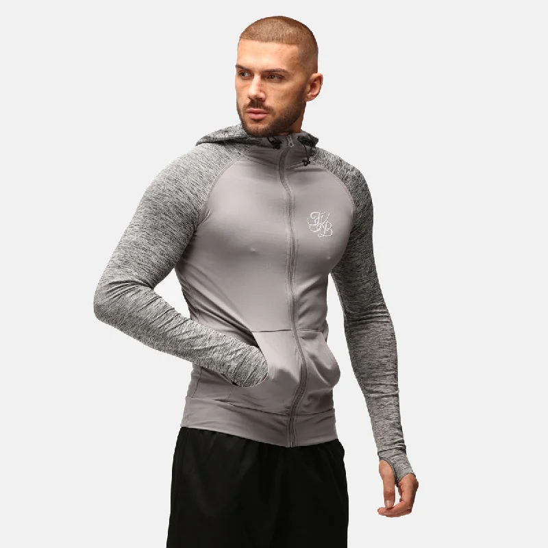 TKB Man Grey Melange Zipped Hoodie Tailored