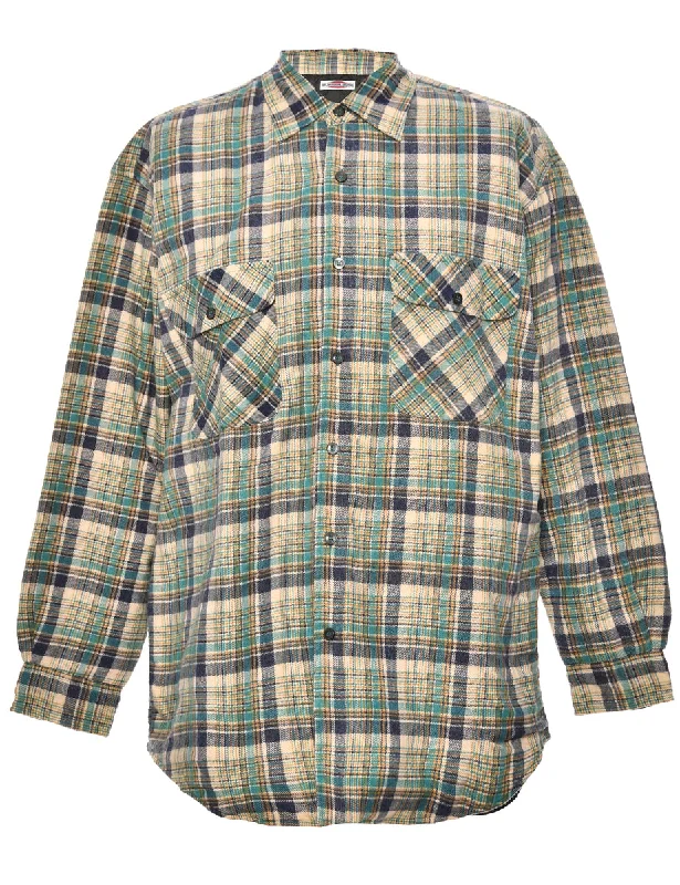 Long Sleeved Multi Colour Checked Shirt - M Monochromatic Office Style