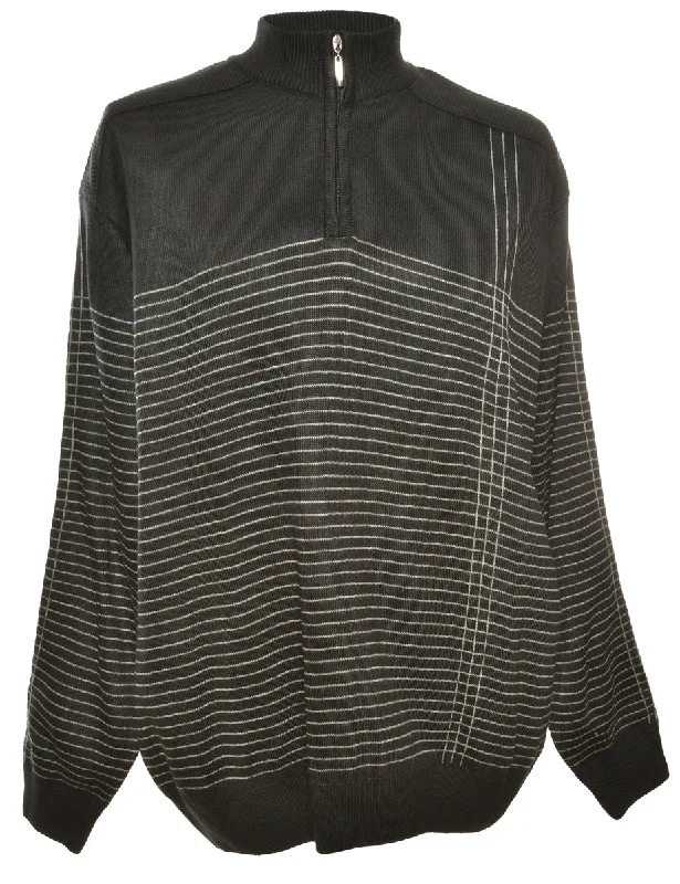 Black Quarter Zip Jumper - XL Artistic Men's Hand