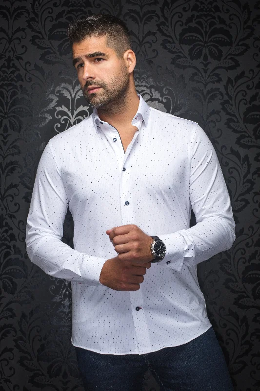 Au Noir Stretch Shirt | Alexander-NDL White Blue Laid