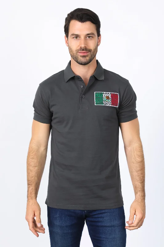 Mens Modern Fit Stretch MEXICO Embroidery Polo Bohemian Men's Free