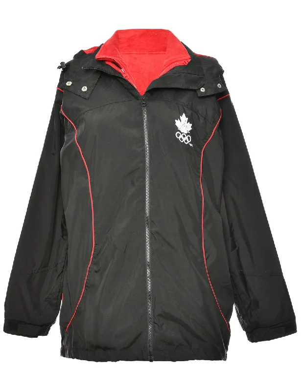 Zip Front Black & Red Canada Mountaineering Jacket - L Sharp Men's Italian