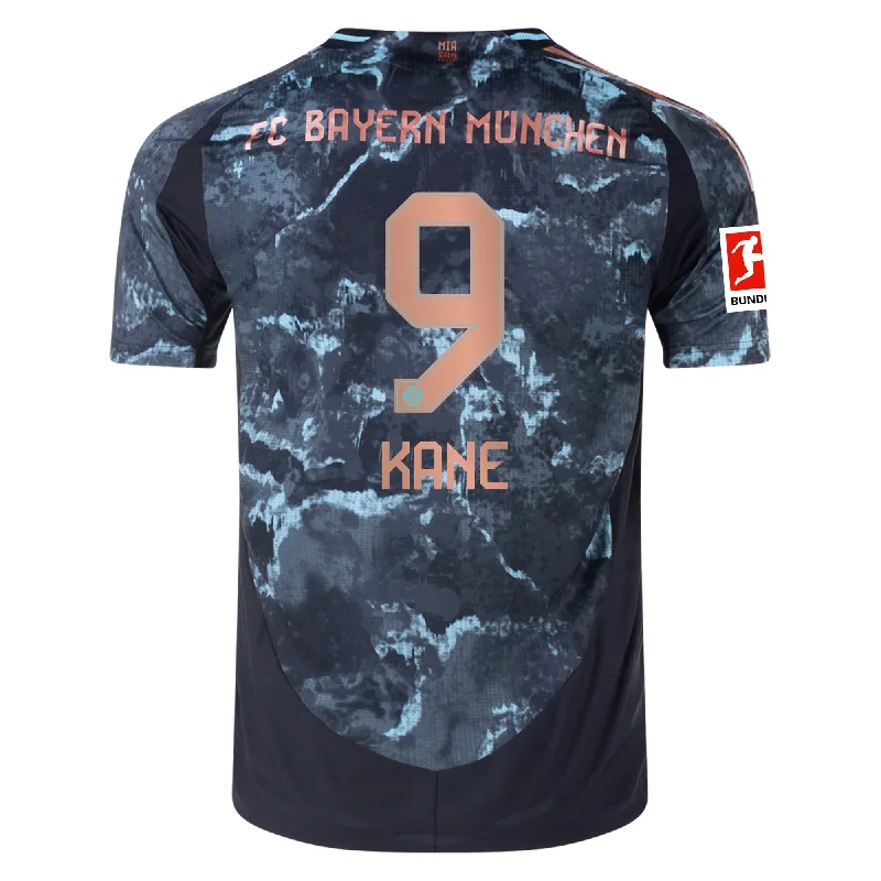 adidas Bayern Munich Authentic Harry Kane Away Jersey w/ Bundesliga Patch 24/25 (Black/Copper/Blue) Stylish Men's Tropical 