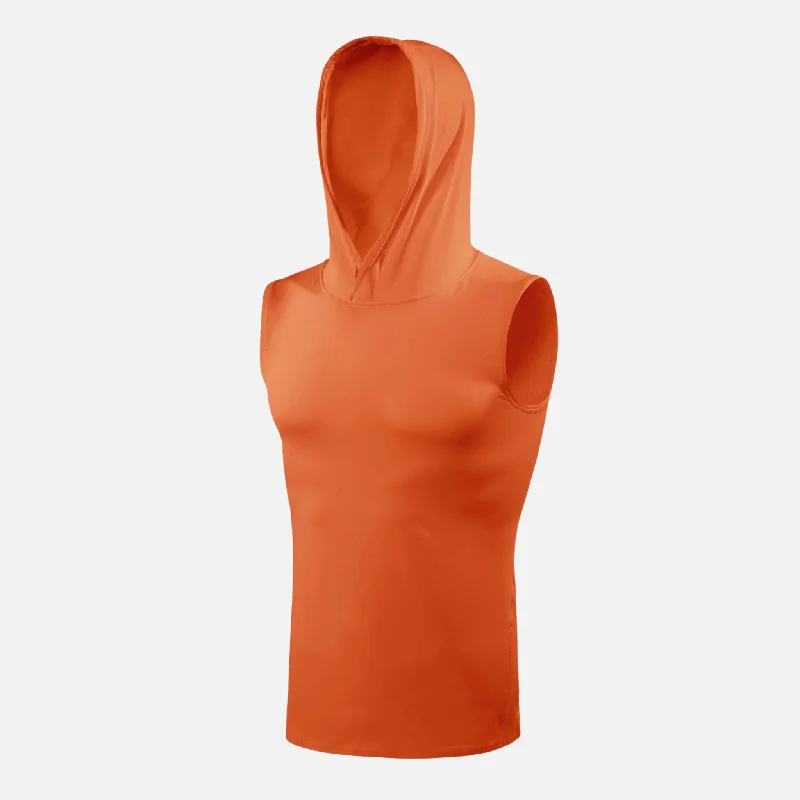 Clay Sleeveless Compression Hoodie Polished Men's Satin