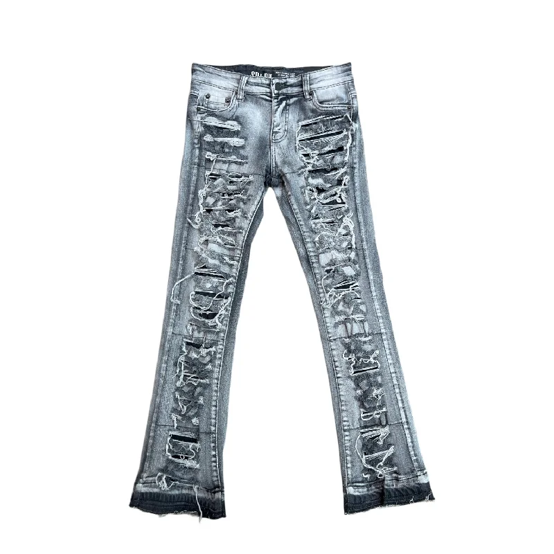 Spark Boy's Ripped Stacked Jean (Grey) Unique Men's Patch