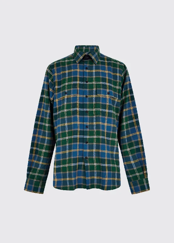 Shelbourne Check Flannel Shirt - Verdigris Sleek Men's Metallic