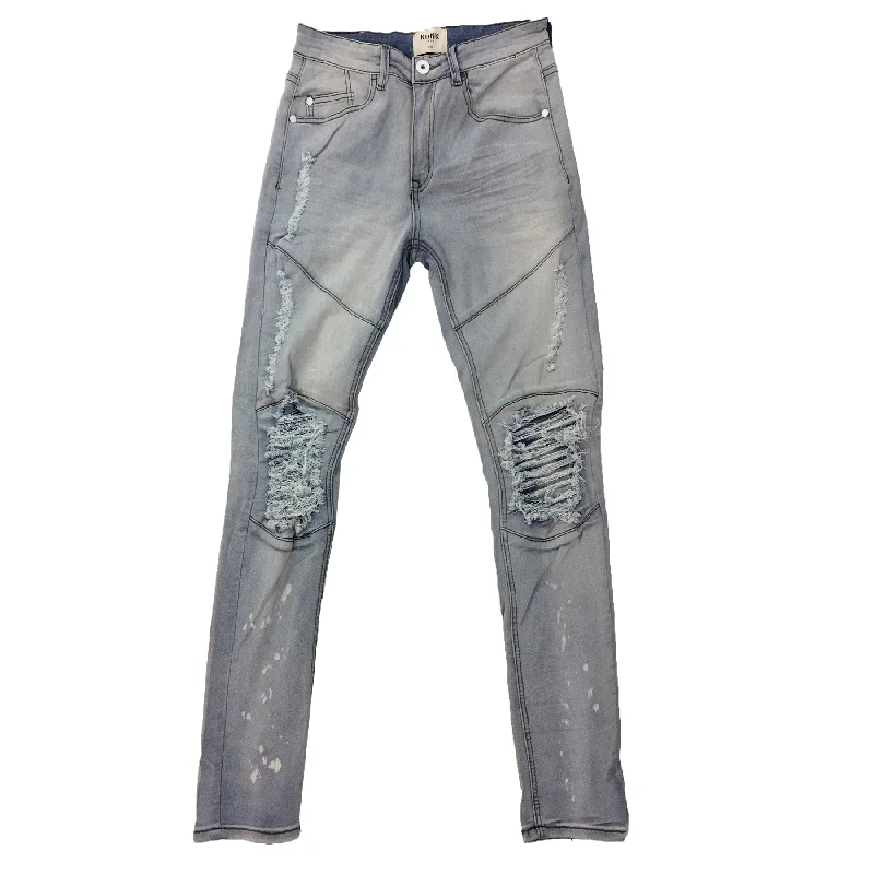 KDNK Vintage Light Blue Ripped Slim Jean Modern Men's Tech