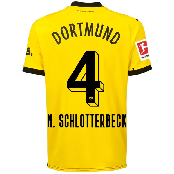 Puma Borussia Dortmund Schlotterbeck Home Jersey w/ Bundesliga Patch 23/24 (Cyber Yellow/Puma Black) Preppy Men's College