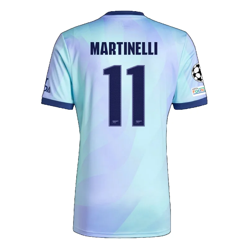 adidas Arsenal Gabriel Martinelli Third Jersey w/ Champions League Patches 24/25 (Clear Aqua/Light Flash Purple) Sporty Men's Athleisure 