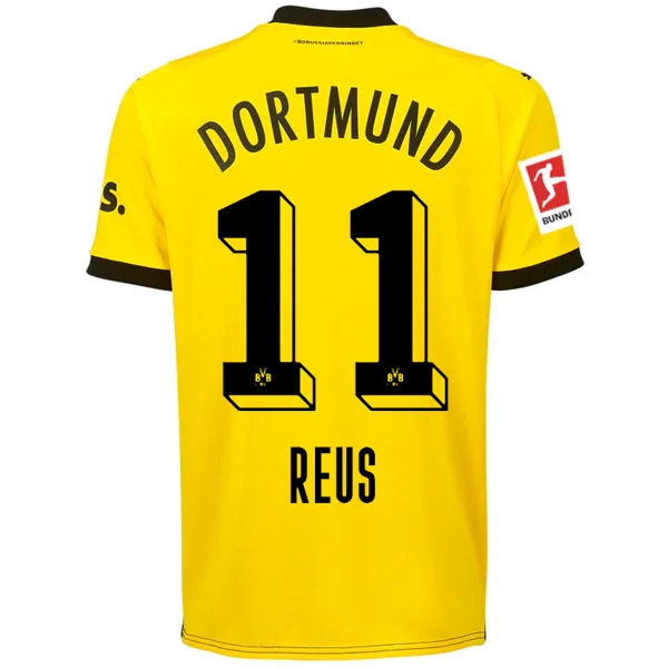 Puma Borussia Dortmund Marco Reus Home Jersey w/ Bundesliga Patch 23/24 (Cyber Yellow/Puma Black) Earthy Men's Hemp