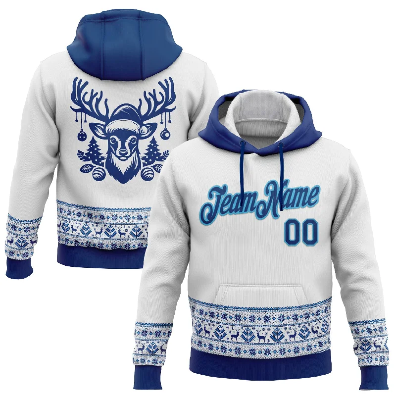 Custom Stitched White US Navy Blue-Sky Blue Christmas 3D Sports Pullover Sweatshirt Hoodie Business