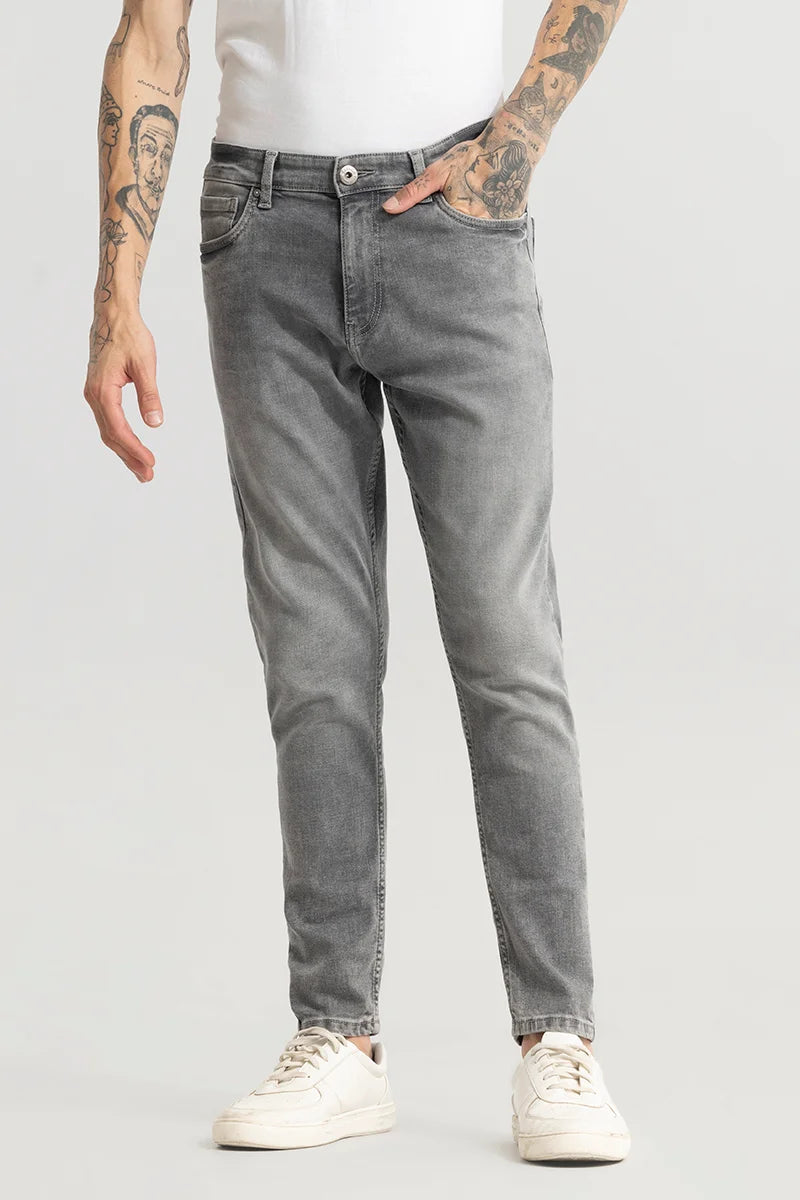 Ashen Washed Grey Skinny Jeans Trendy Men's Bucket