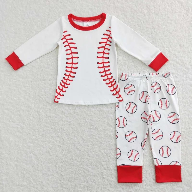 BLP0425 Red Softball Boys Long Sleeve Pants Outfits Pajamas Bold Men's Animal