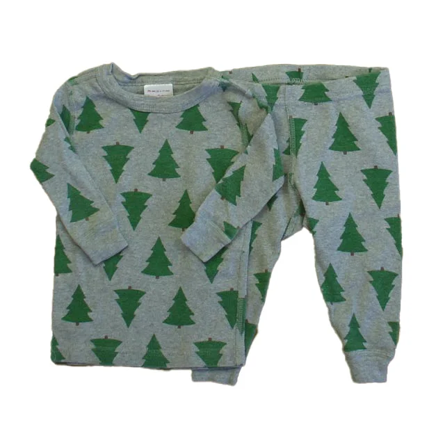 Hanna Andersson Boys Gray | Green Trees 2-piece Pajamas Laid