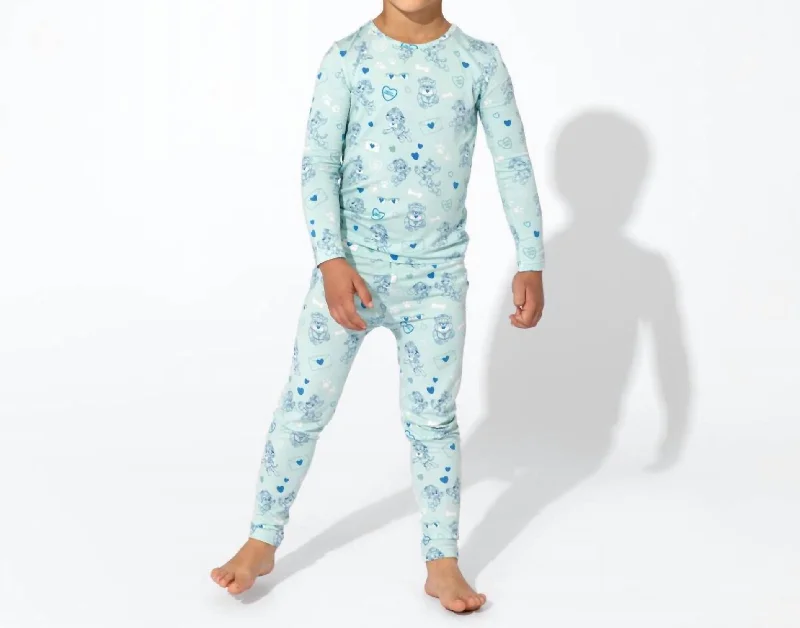 Bamboo Pajamas In Paw Patrol Valentine's Blue Modern Men's Tech