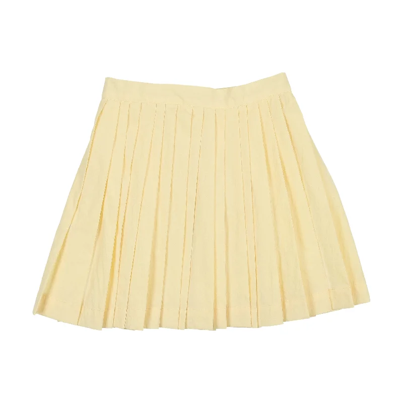 Coco Blanc Pleated Skirt Pale Yellow Dapper Men's Bow