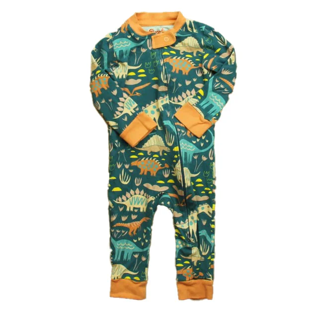 Piccolina Boys Green | Peach Dinosaurs 1-piece Non-footed Pajamas Confident Men's High