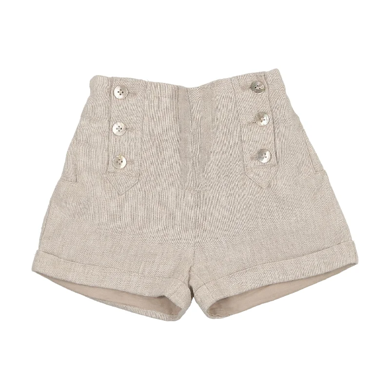 Coco Blanc Button Shorts Sand Linen Elegant Men's Cashmere