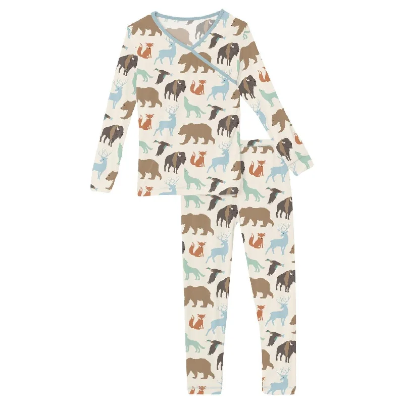 Kids' Print Long Sleeve Kimono Pajama Set In National Wildlife Federation Gym