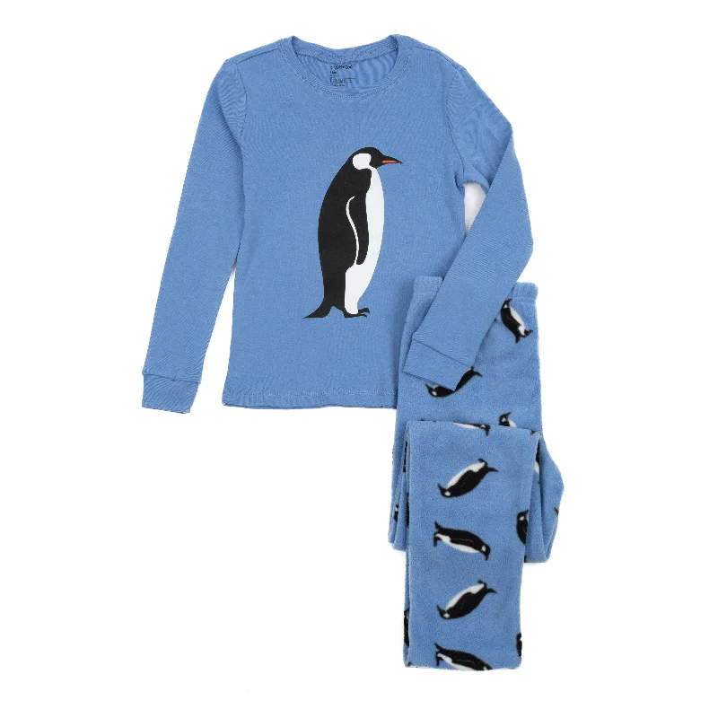 Christmas Kids Cotton Top and Fleece Pants Pajamas Penguin Refined Men's European