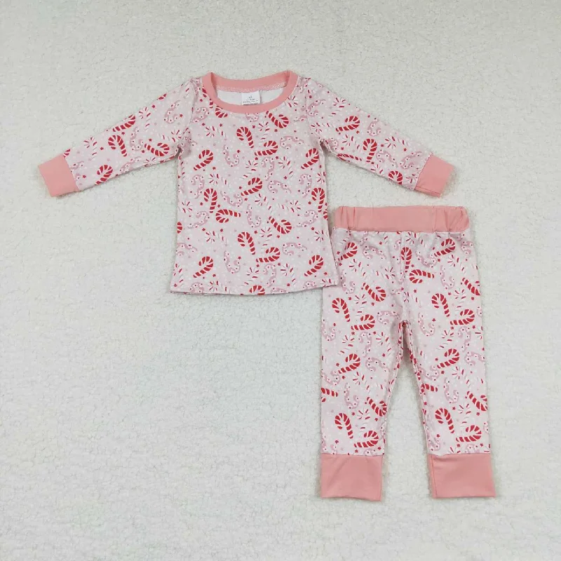 GLP0738 Christmas Pink Girls Long Sleeve Pants Outfits Pajamas Refined Men's Velvet