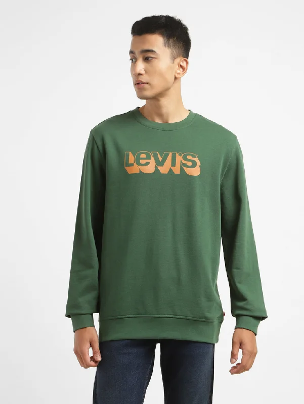 Men's Brand Logo Crew Neck Sweatshirt Refined Men's Velvet