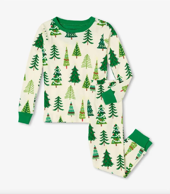 Kid's Christmas Tees Glow In The Dark Pajama Set In Green Dynamic Men's Glow