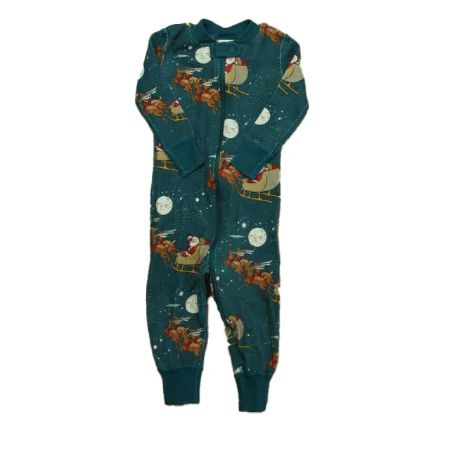 Hanna Andersson Boys Teal Santa 1-piece Non-footed Pajamas Practical Men's Quick