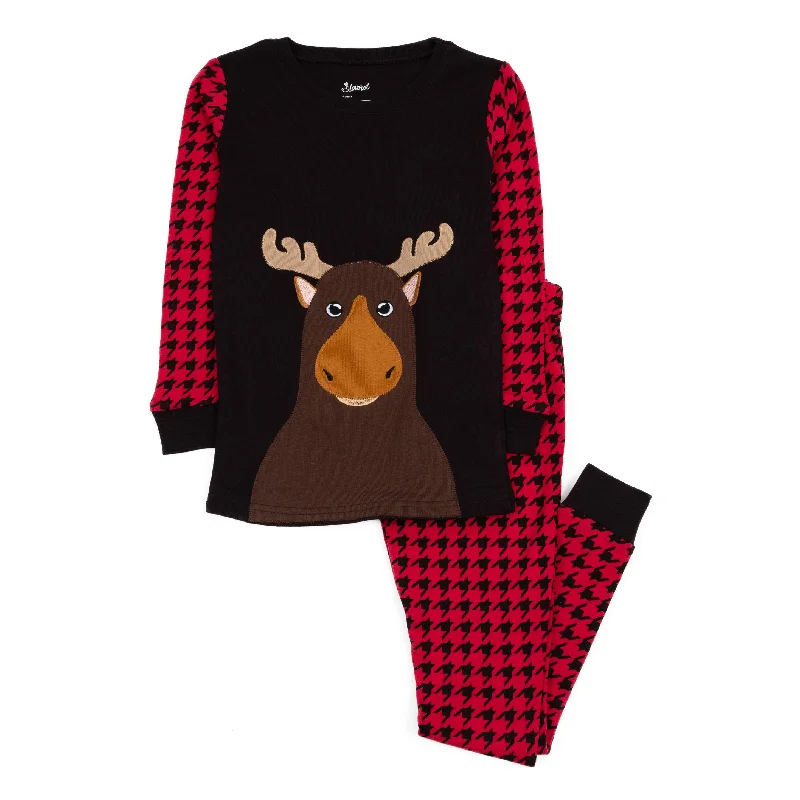 Christmas Kids Two Piece Cotton Pajamas Full Moose Modern Men's 